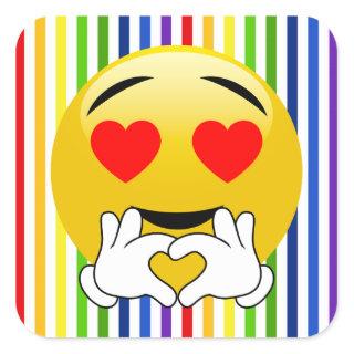 Rainbow Stripes Love Heart Eye Emoji Stickers