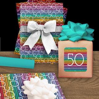 Rainbow Stripes Typography 50th Birthday   Sheets