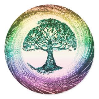 Rainbow Tree of Life by Amelia Carrie Classic Round Sticker