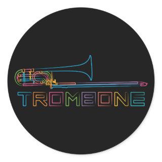 Rainbow Trombone Classic Round Sticker