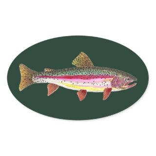 Rainbow Trout Fish Oval Sticker