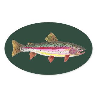 Rainbow Trout Fish Oval Sticker