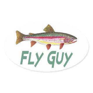 Rainbow Trout Fly FIshing Oval Sticker