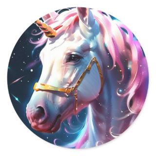 Rainbow Unicorn Classic Round Sticker