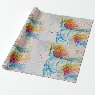 Rainbow Unicorn Cute magical Watercolour Wrapping