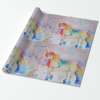 Rainbow Unicorn Cute magical Watercolour Wrapping