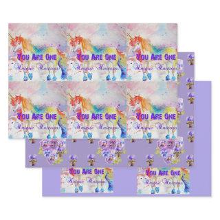 Rainbow Unicorn Cute Magical Watercolour Wrapping   Sheets