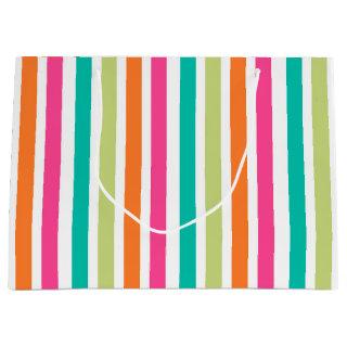 Rainbow vertical stripes colorful retro multicolor large gift bag
