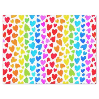 Rainbow Watercolor Hearts Pattern Tissue Paper