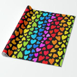 Rainbow Watercolor Hearts Pattern