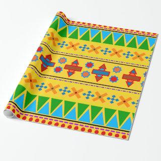 Rainbow yellow aztec tribal pattern