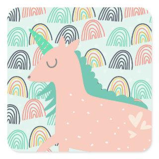 Rainbows and Unicorns Square Sticker