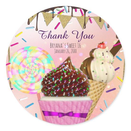 Raining Sprinkles Candy Land Sweets Party Favor Classic Round Sticker