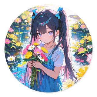 Rainy Day Blooms Classic Round Sticker