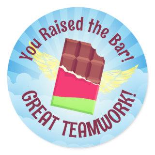 Raising the bar employee candy award sticker