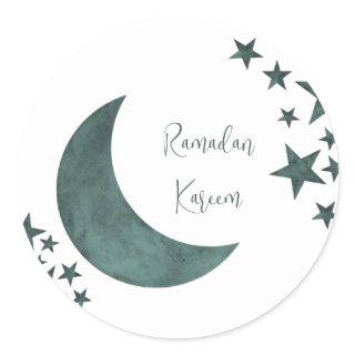 Ramadan Kareem crescent Islam mubarak stars Postca Classic Round Sticker