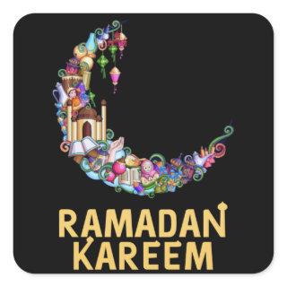Ramadan Kareem Mubarak Fasting Moon Square Sticker