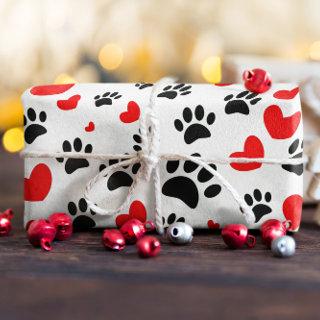 Random Cartoon Dog Paw Prints And Red Hearts  Sheets