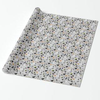 Random Halloween Iconic Pattern Gray Wrapping Pape