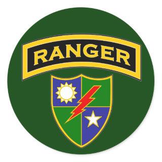 Ranger tab and crest classic round sticker