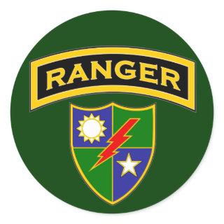 Ranger tab and crest classic round sticker