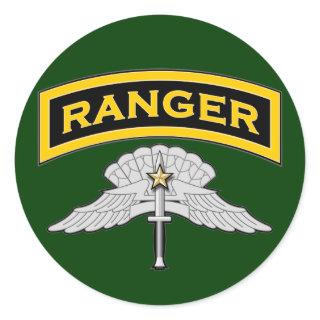 Ranger tab & HALO Wings - Combat Classic Round Sticker