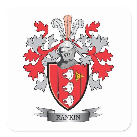 Rankin Family Crest Coat of Arms Square Sticker