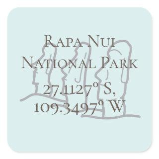 Rapa Nui Latitude & Longitude  Square Sticker