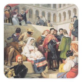 Raphael in the Vatican, 1832 (oil on canvas) Square Sticker