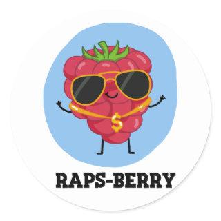 Raps-berry Funny Rapper Raspberry Pun Classic Round Sticker
