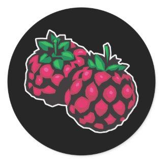 raspberries classic round sticker