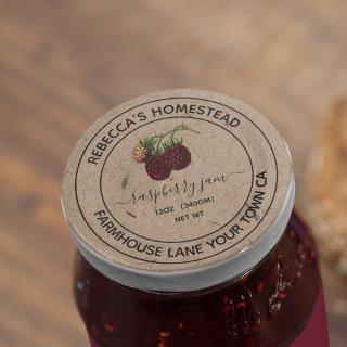 Raspberry Jam Kraft Paper Canning Jar Labels