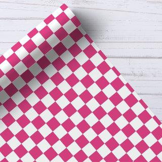 Raspberry Pink and White Checkerboard Pattern