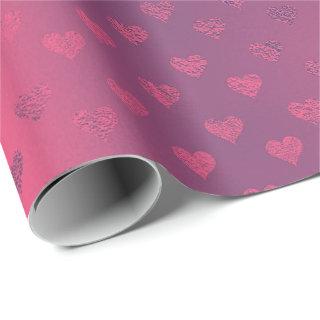 Raspberry Pink Red Metallic  Hearts  Bridal Shower