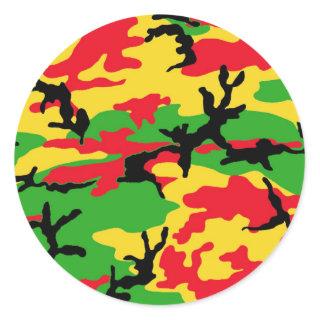 Rasta Colored Camouflage Classic Round Sticker