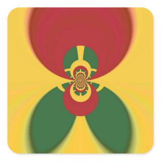 Rasta Colors Abstract Art Print Square Sticker