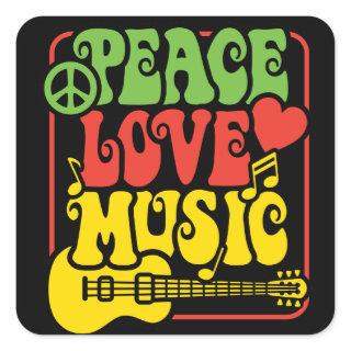 Rasta Peace Love Music Square Sticker