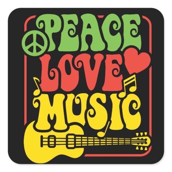 Rasta Peace Love Music Square Sticker