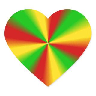 Rasta Rays Green Yellow and Red Heart Sticker