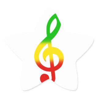 Rasta Treble Clef Star Sticker