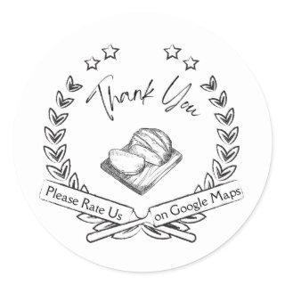 Rate us on Google Bread Sliced Sketch Thank You Classic Round Sticker