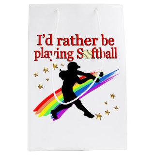 RATHER BE PLAYING SOFTBALL MEDIUM GIFT BAG