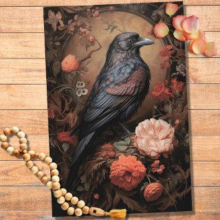 Raven in Flowers 2 Decoupage Paper