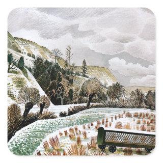 Ravilious - New Year Snow, Square Sticker