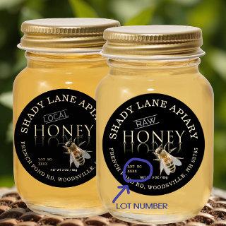 RAW Honey Label with Lot No. and Bee Gold Black