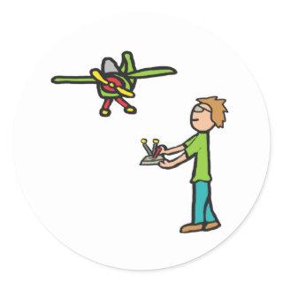 RC Model Airplane Flying Classic Round Sticker