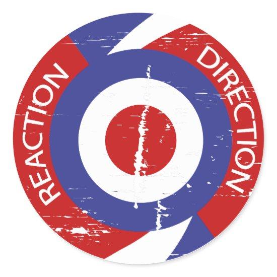 Reaction direction retro mod targets classic round sticker