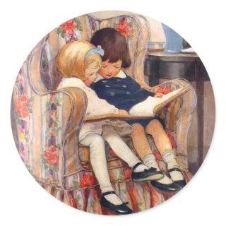 Reading Together Classic Round Sticker