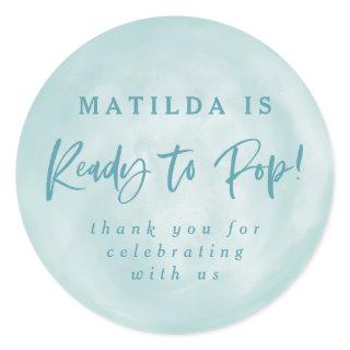 Ready to pop! baby shower favor thank you sticker