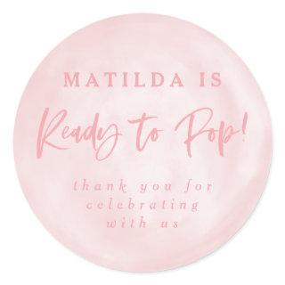 Ready to pop! baby shower invite thank you sticker